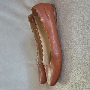 Chloe Lauren Scalloped Flats Brown Sz 7 (See Measurement)